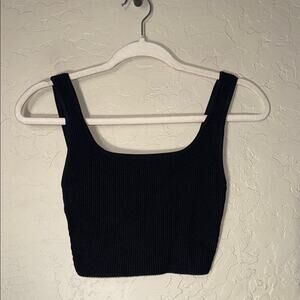 Aritzia Babaton black ribbed square neck crop top size XS